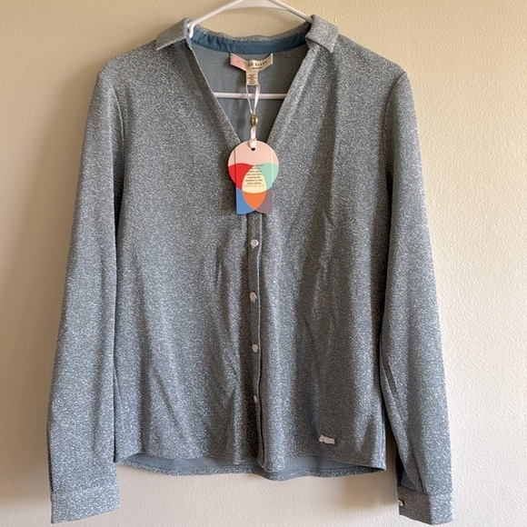 NWT Ted Baker Castelo Lurex Woven Metallic Shimmer Light Blue Button Down Shirt - Picture 3 of 9